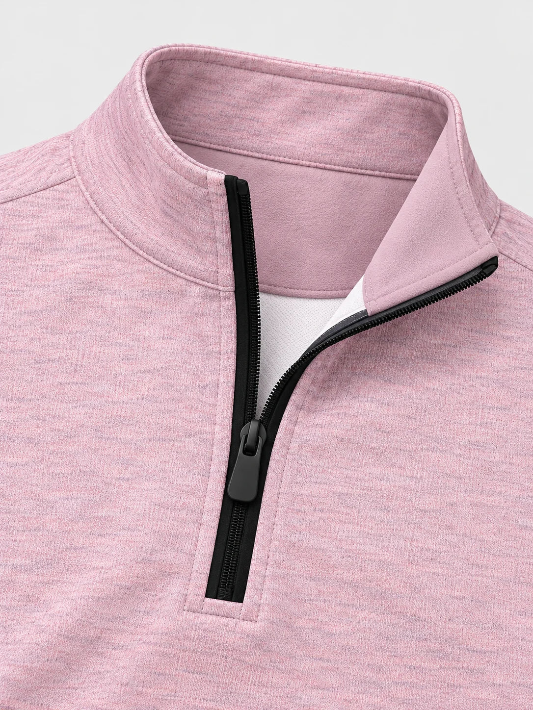 Rosa Golf-Pullover mit strukturierter Oberfläche und Viertelreißverschluss aus Funktionsmaterial