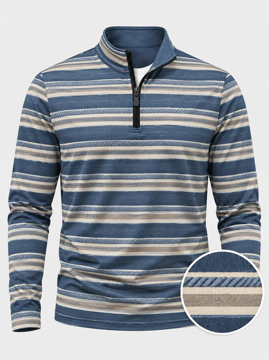 Performance-Quarter-Zip-Pullover mit maritimen Seilstreifen