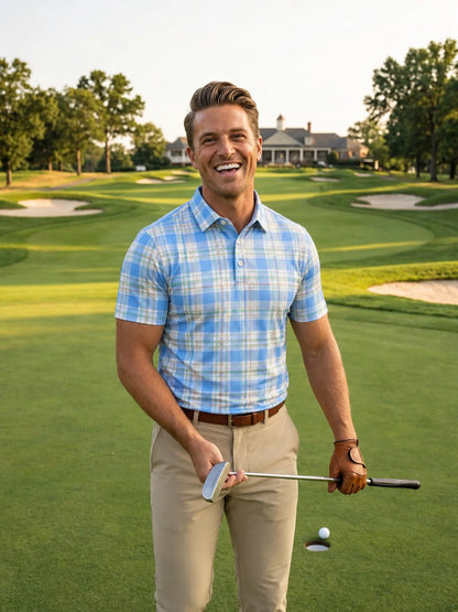 ClubBorne Golf Seaside Plaid Performance-Poloshirt