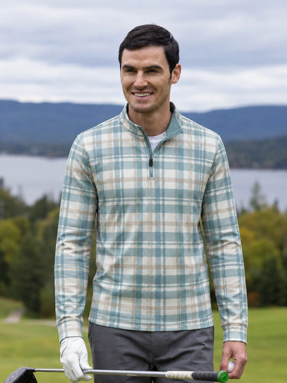 Coastal Plaid Golf Quarter-Zip-Pullover
