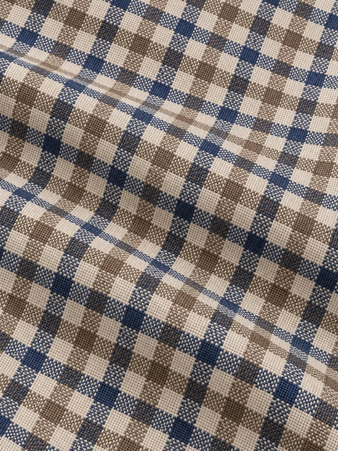 Golf-Pullover aus Funktionsmaterial in Marineblau und Taupe mit feinem Mikrokaromuster und Viertelreißverschluss