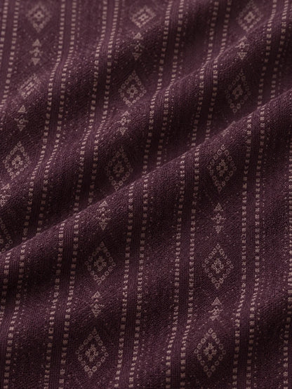 Dunkelpflaumenfarbener Heritage-Pullover mit Muster und kurzem Reißverschluss