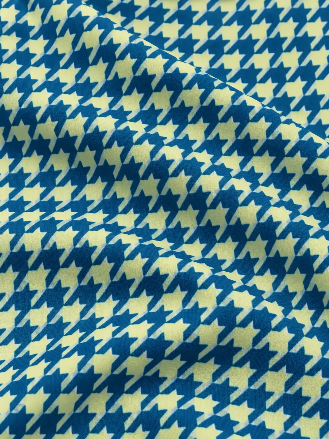 Golf-Pullover mit Viertelreißverschluss und Hahnentrittmuster in Blau