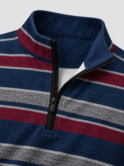 Varsity-Pullover mit Streifen und Performance-Material im Quarter-Zip-Design