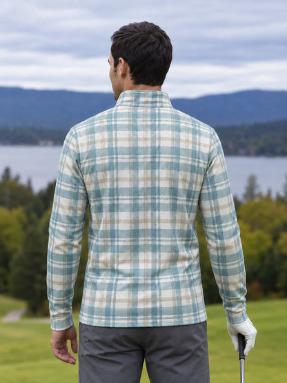 Coastal Plaid Golf Quarter-Zip-Pullover